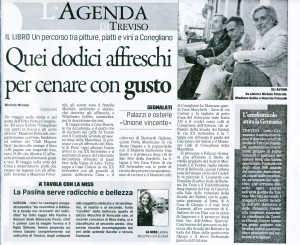 Articolo del Gazzettino di Treviso del 16-12-2015 libro Conegliano con il gusto in bocca e gli occhi all'insù di Maurizio Potocnik.